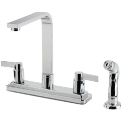 Best NuvoFusion Double Handle High Rise Spout Kitchen Faucet with Side Sprayer Faucets With Side Spray