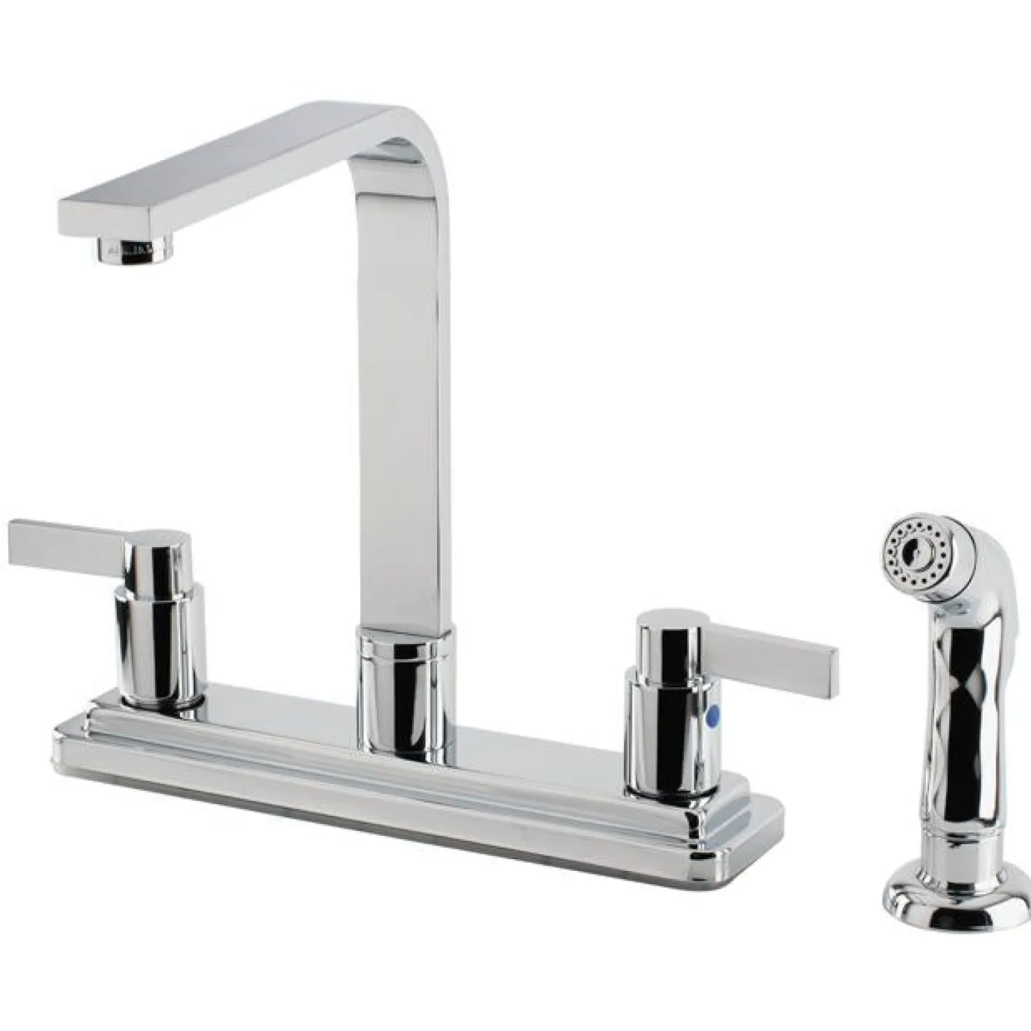 Best NuvoFusion Double Handle High Rise Spout Kitchen Faucet with Side Sprayer Faucets With Side Spray
