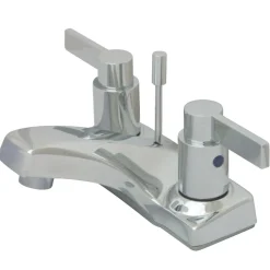 Hot NuvoFusion Double Handle 4" Centerset Lavatory Faucet with Brass Pop-up in Polished Chrome 4" Center Set