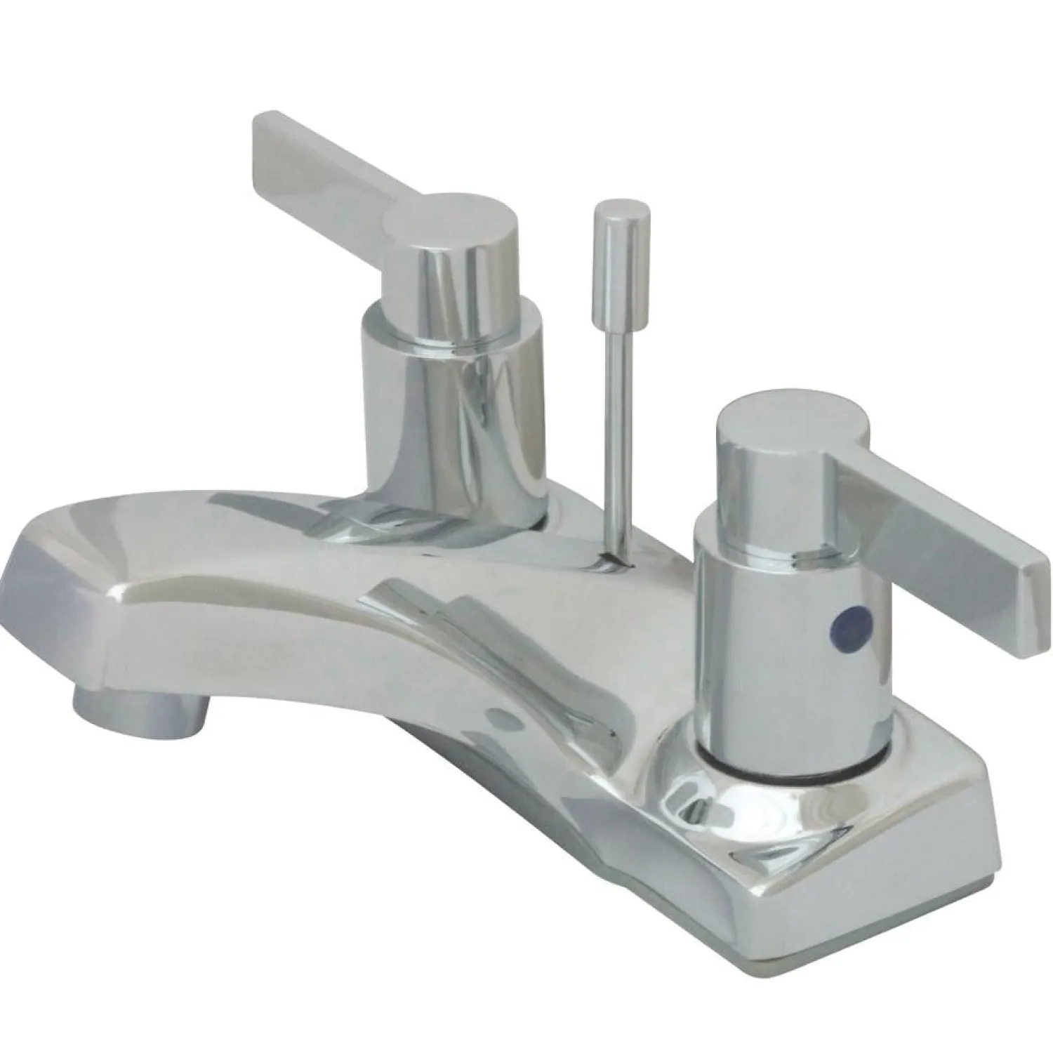 Hot NuvoFusion Double Handle 4" Centerset Lavatory Faucet with Brass Pop-up in Polished Chrome 4" Center Set