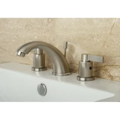 Clearance NuvoFusion Double Handle 8" to 16" Widespread Lavatory Faucet with Brass Pop-up 8" Widespread