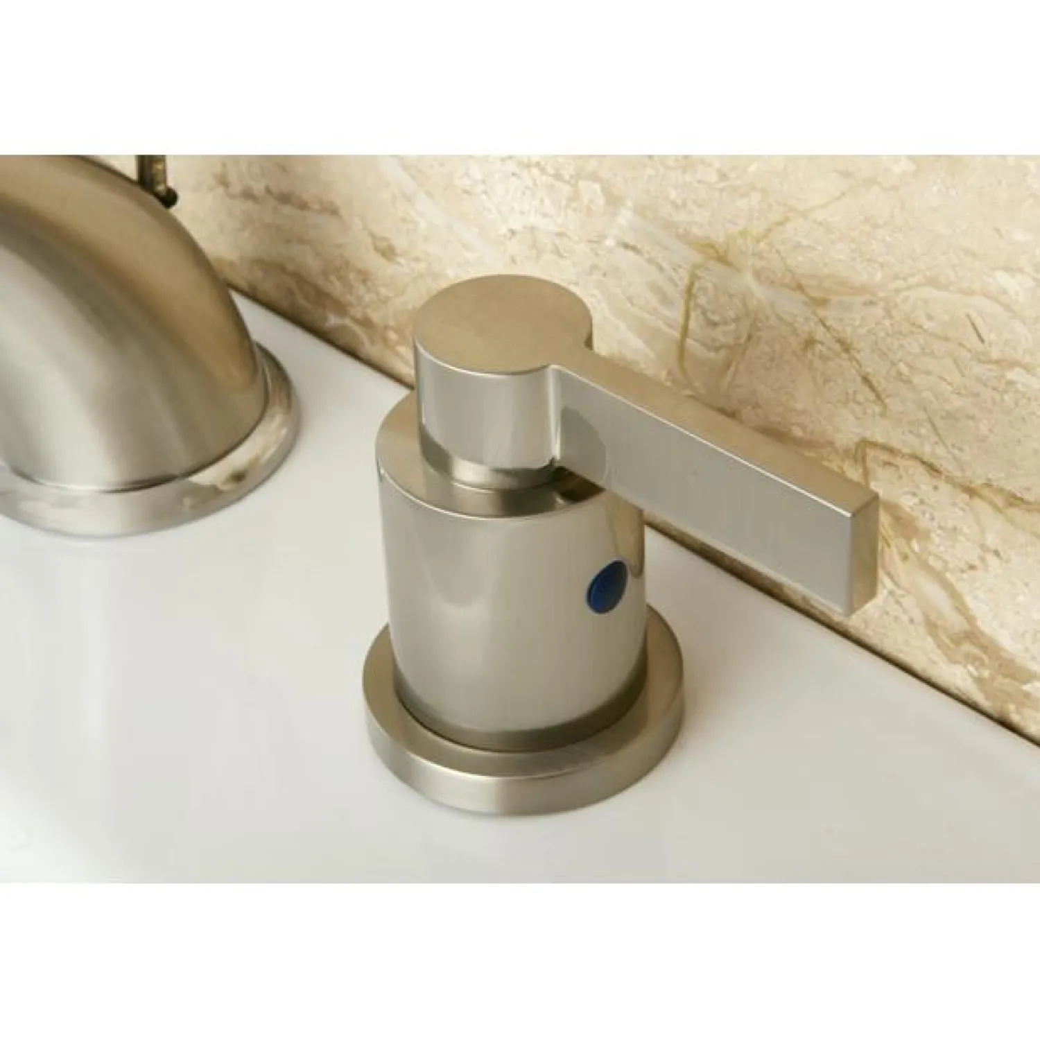 Clearance NuvoFusion Double Handle 8" to 16" Widespread Lavatory Faucet with Brass Pop-up 8" Widespread