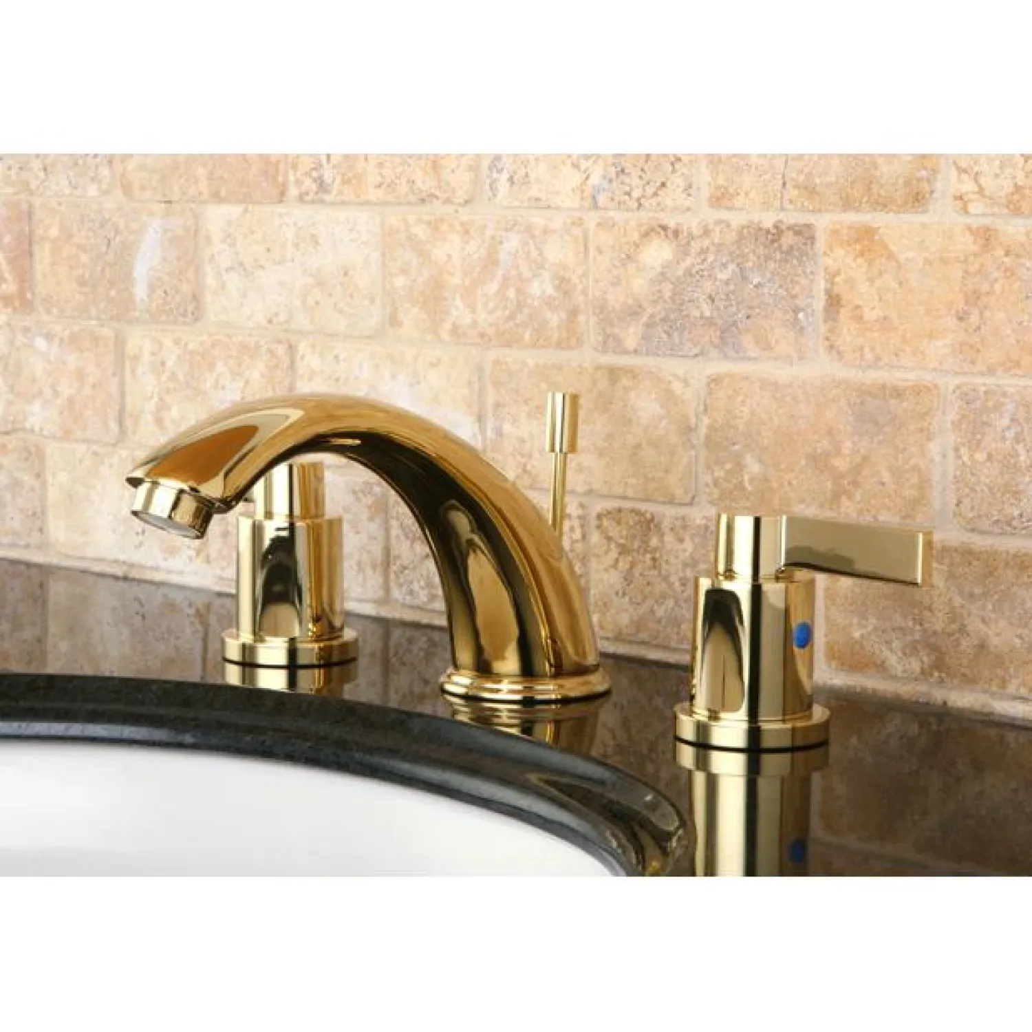 Clearance NuvoFusion Double Handle 8" to 16" Widespread Lavatory Faucet with Brass Pop-up 8" Widespread
