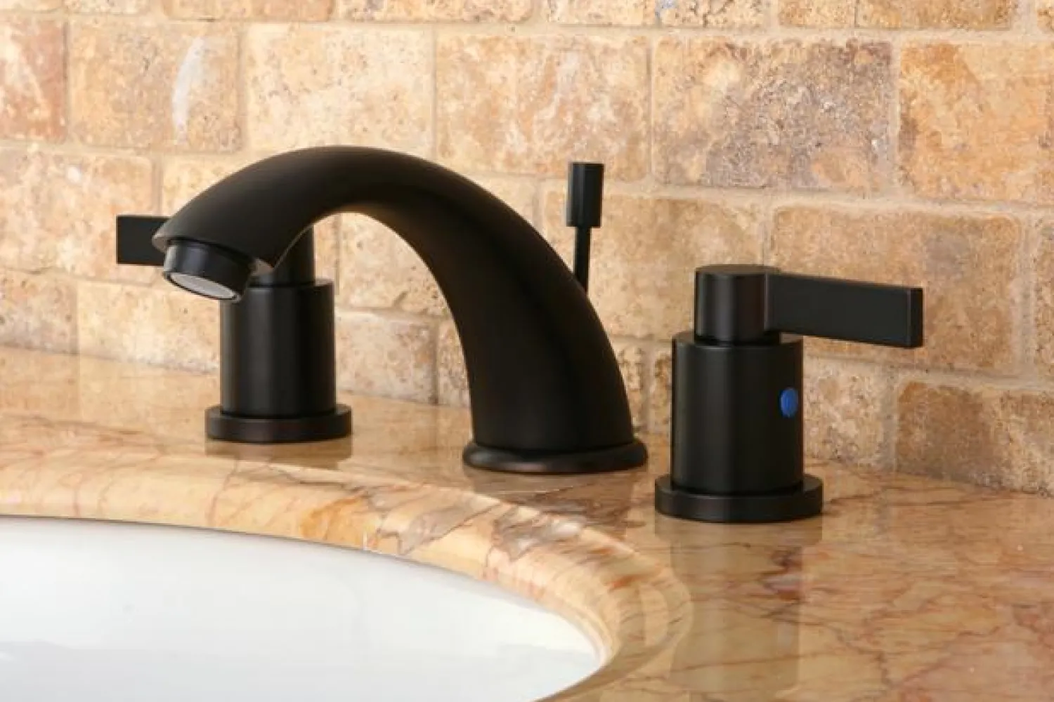 Clearance NuvoFusion Double Handle 8" to 16" Widespread Lavatory Faucet with Brass Pop-up 8" Widespread