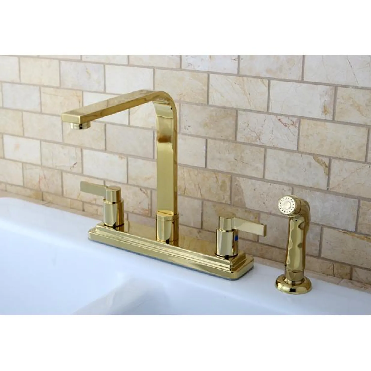 Online Nuvofusion Euro high Rise Spout Kitchen Faucet with Side Sprayer Faucets With Side Spray