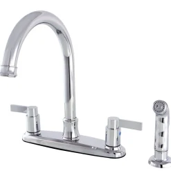 New NuvoFusion 8-Inch Center Gooseneck Kitchen Faucet Faucets With Side Spray