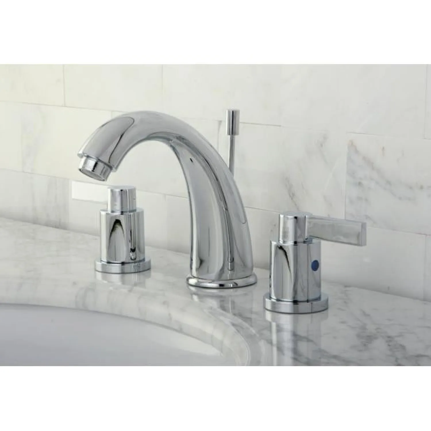 Discount NuvoFusion 8" to 16" Widespread Double Handle Lavatory Faucet with Brass Pop-up 8" Widespread