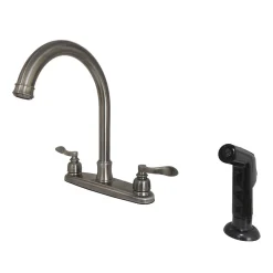 Hot NuWave French 8-Inch Center Gooseneck Kitchen Faucet Faucets With Side Spray