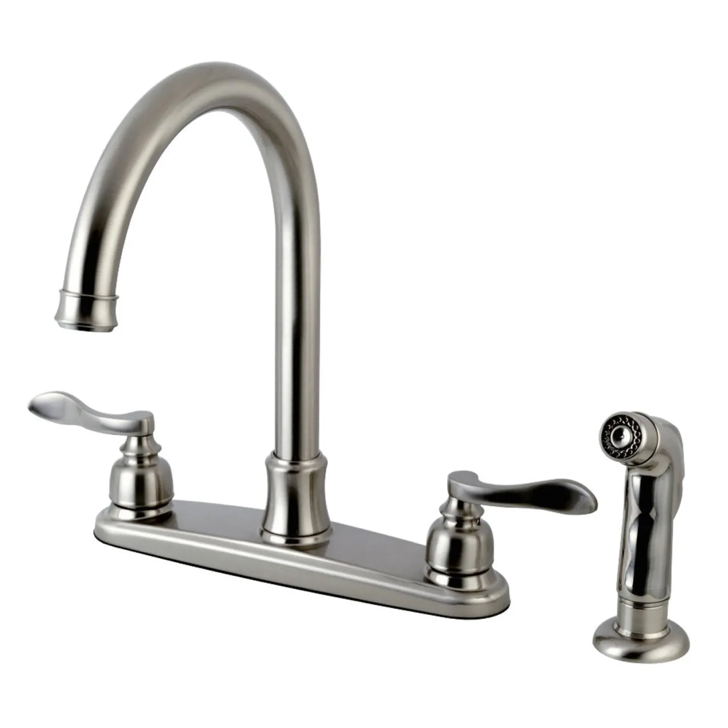 Hot NuWave French 8-Inch Center Gooseneck Kitchen Faucet Faucets With Side Spray