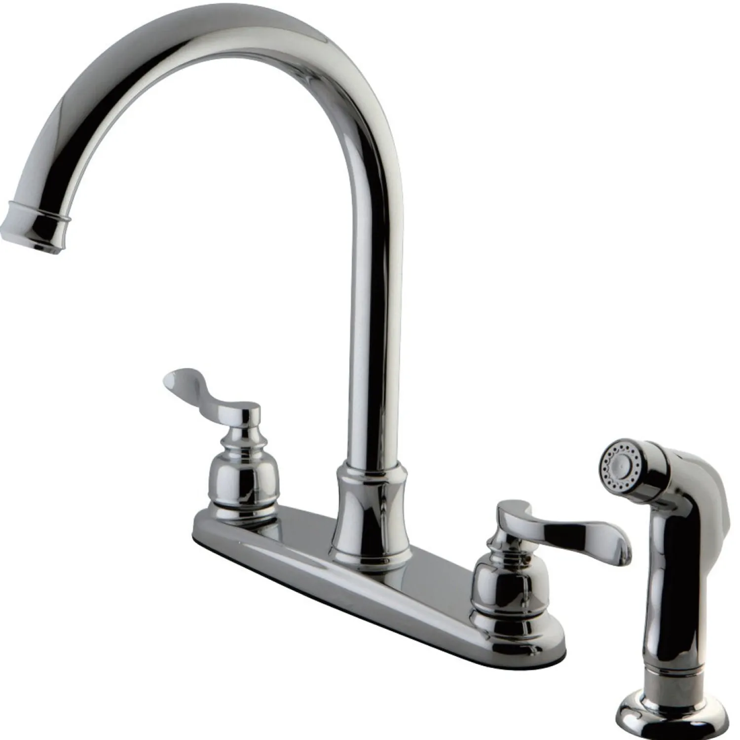 Hot NuWave French 8-Inch Center Gooseneck Kitchen Faucet Faucets With Side Spray