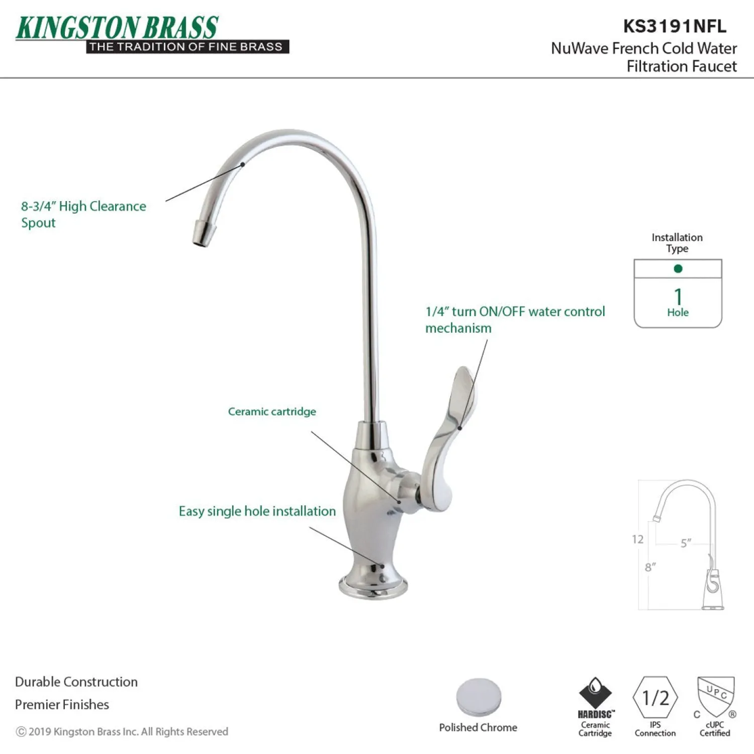 Best NuWave French Single Handle Water Filtration Faucet Single Hole