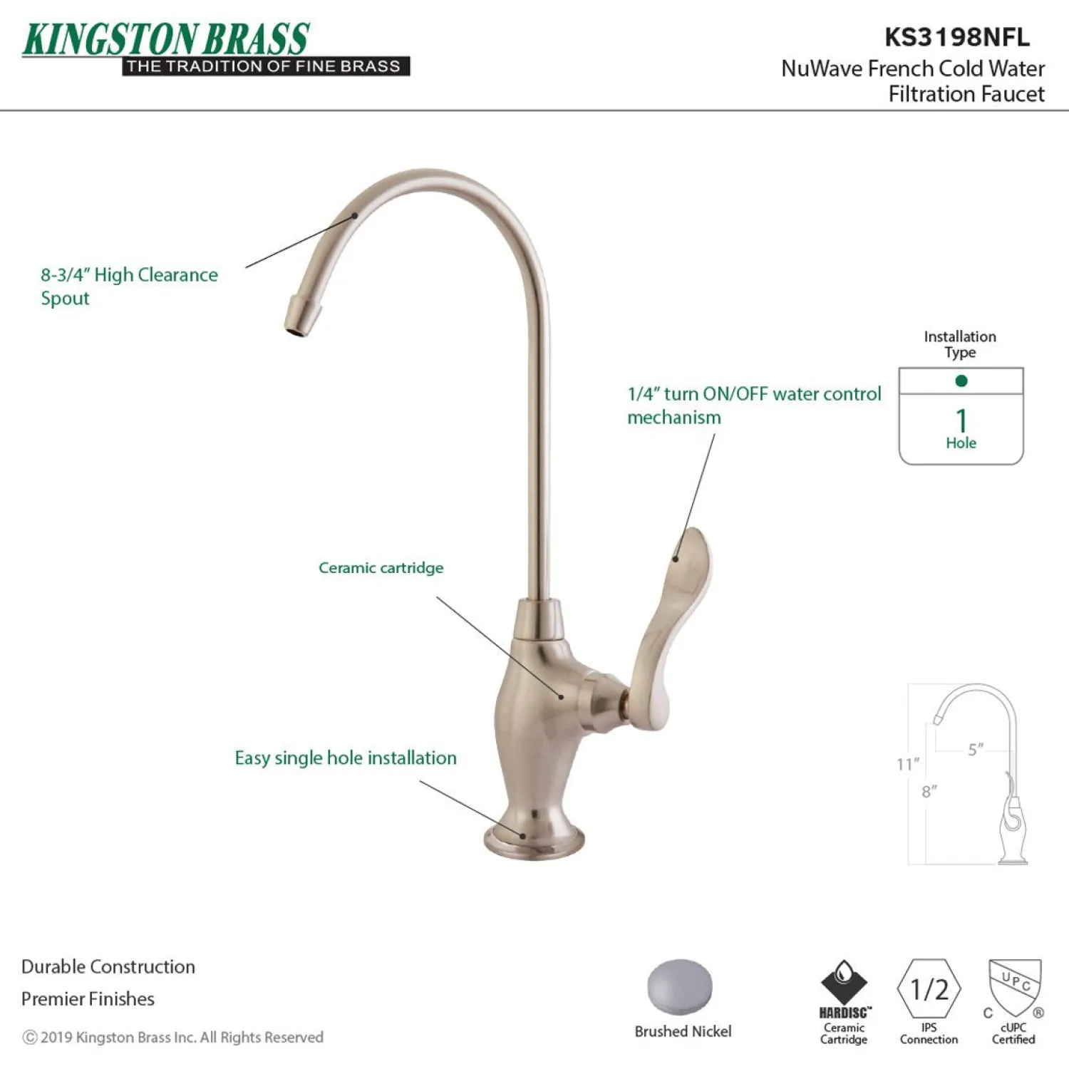 Best NuWave French Single Handle Water Filtration Faucet Single Hole