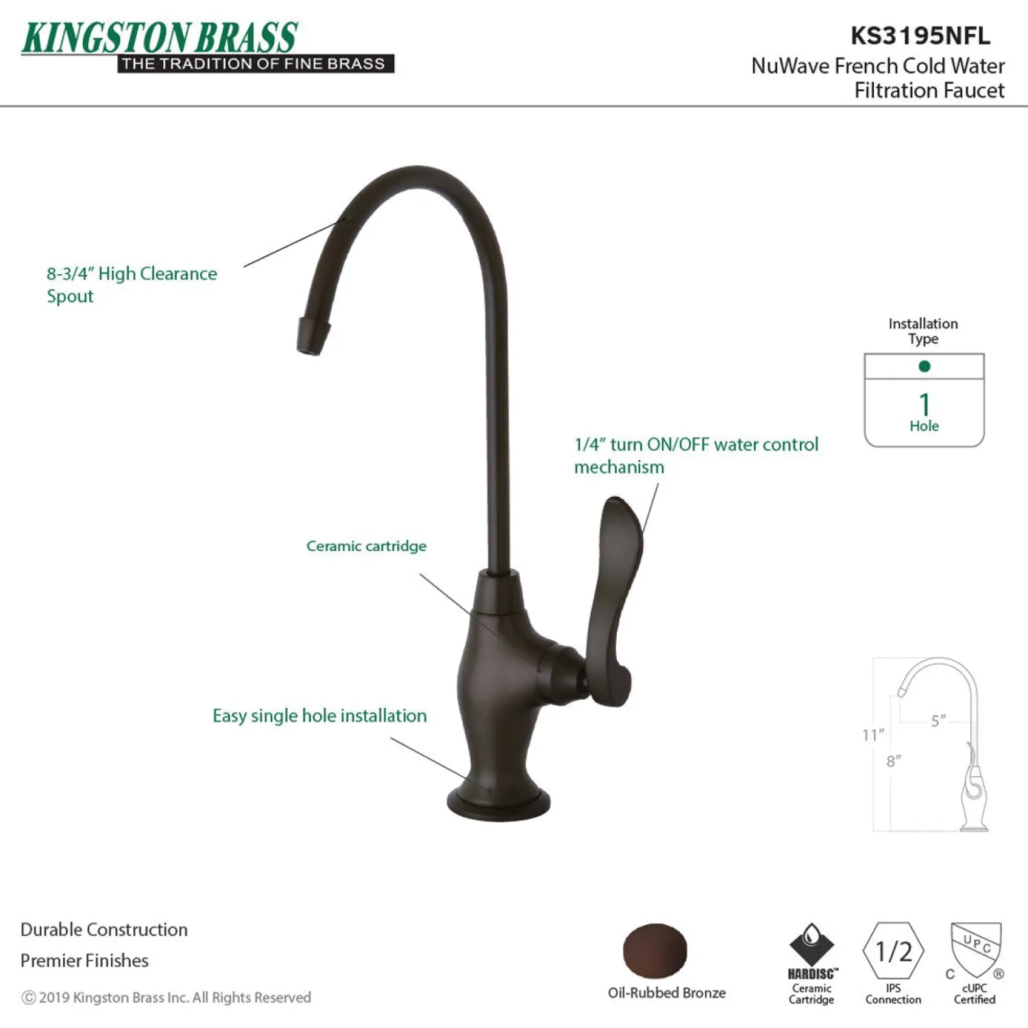 Best NuWave French Single Handle Water Filtration Faucet Single Hole