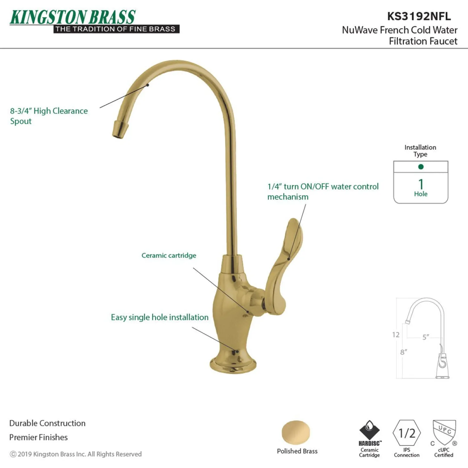 Best NuWave French Single Handle Water Filtration Faucet Single Hole