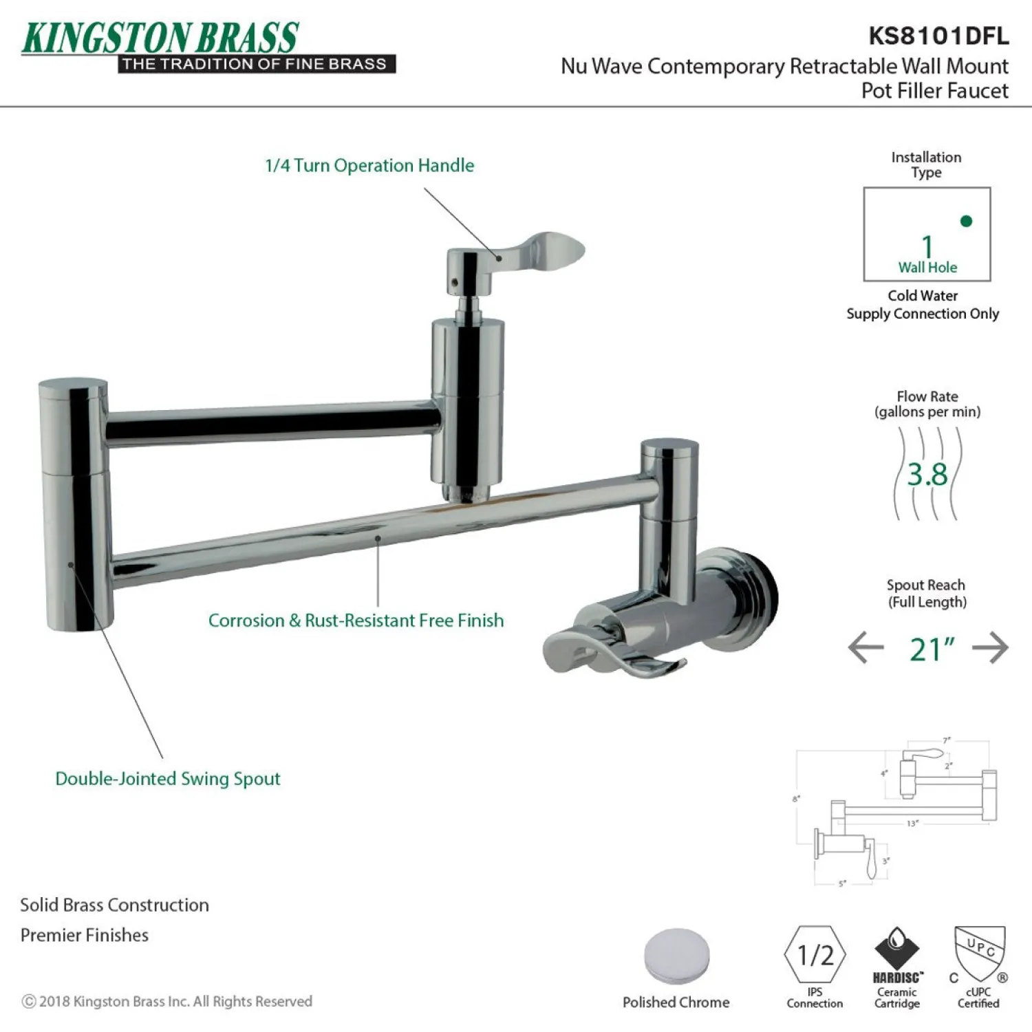 Sale NuWave Wall Mount Pot Filler Kitchen Faucet Wall Mounted Kitchen Faucets|Single Hole