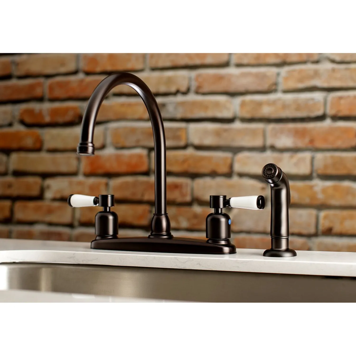 New Paris Deck Mount Centerset Kitchen Faucet Faucets With Side Spray