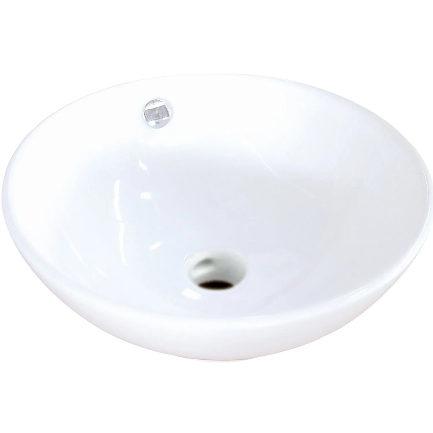Clearance Perfection White China Vessel Bathroom Sink with Overflow Hole Above Counter / Vessel Sinks