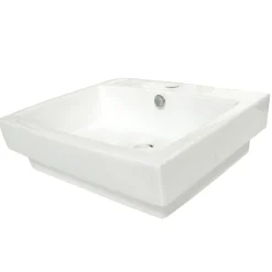 Best Plaza White China Vessel Bathroom Sink with Overflow Hole and Faucet Hole Wall Mount Sinks