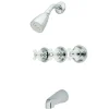 Hot 3-Porcelain Cross Handles Tub and Shower Faucet Tub & Shower Sets