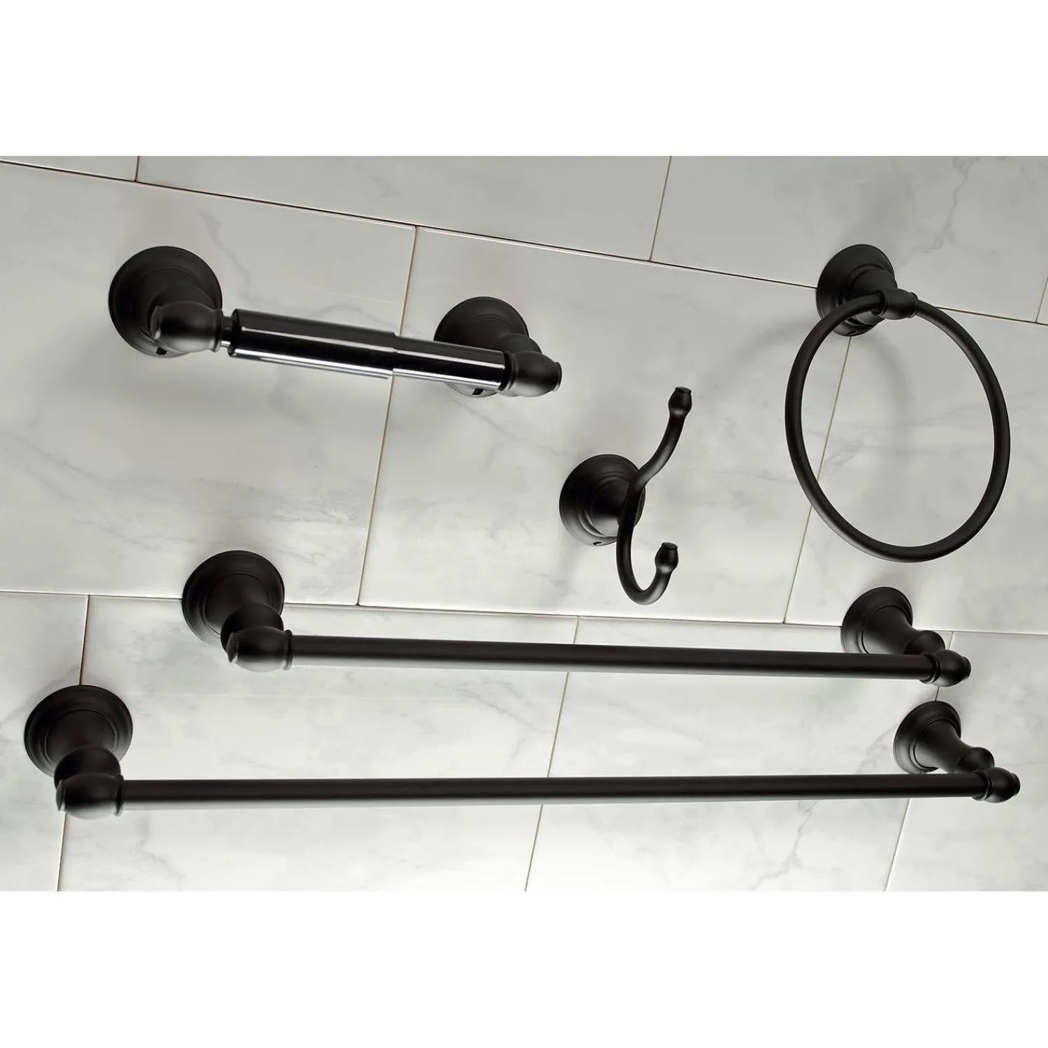 Clearance Provence 5-Piece Bathroom Accessory Set in Black Accessory Packages