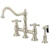 Hot Restoration 8" Bridge Kitchen Faucet with Sprayer Faucets With Side Spray|Bridge Faucets