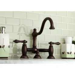 Outlet Restoration Bathroom Bridge Faucet 8" Widespread