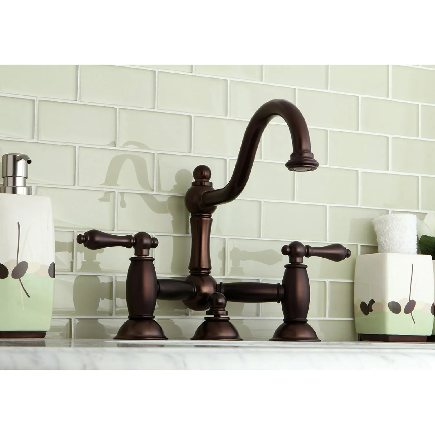 Outlet Restoration Bathroom Bridge Faucet 8" Widespread