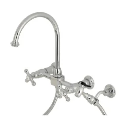 Discount Restoration 8" Centerset Wall Mount Kitchen Faucet with Brass Sprayer Wall Mounted Kitchen Faucets|Faucets With Side Spray