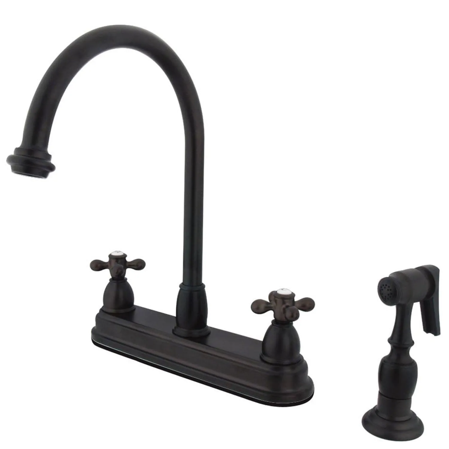 New Restoration Classic Two Handle 8" Kitchen Faucet with Brass Sprayer Faucets With Side Spray