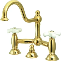 Online Restoration Cross-Handle Bathroom Bridge Faucet 8" Widespread