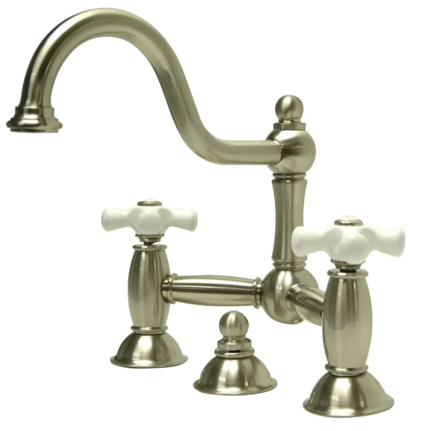 Online Restoration Cross-Handle Bathroom Bridge Faucet 8" Widespread