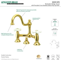 Online Restoration Cross-Handle Bathroom Bridge Faucet 8