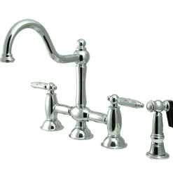 Restoration Deck Mount Kitchen Bridge Faucet with Brass Sprayer Faucets With Side Spray|Bridge Faucets