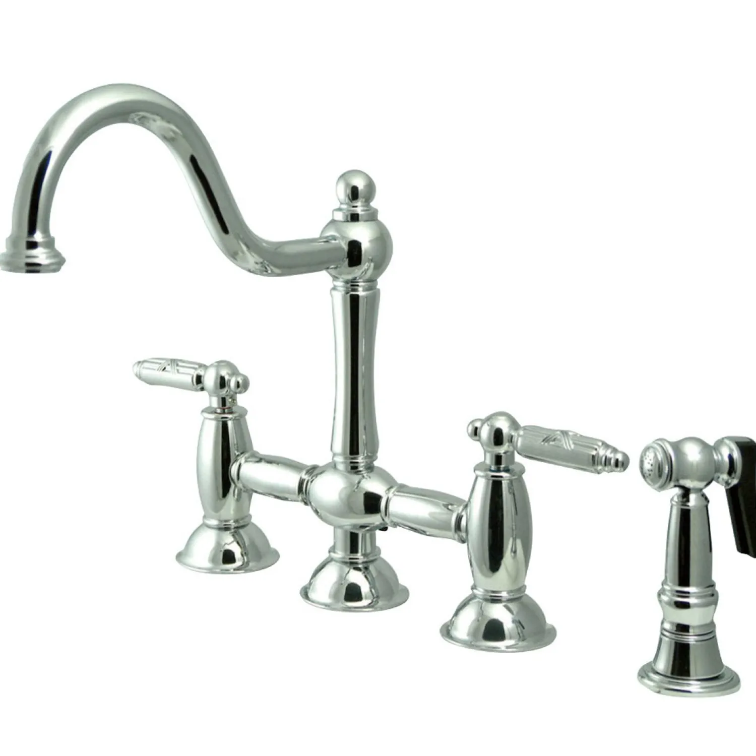 Restoration Deck Mount Kitchen Bridge Faucet with Brass Sprayer Faucets With Side Spray|Bridge Faucets
