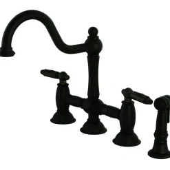 Restoration Deck Mount Kitchen Bridge Faucet with Brass Sprayer Faucets With Side Spray|Bridge Faucets