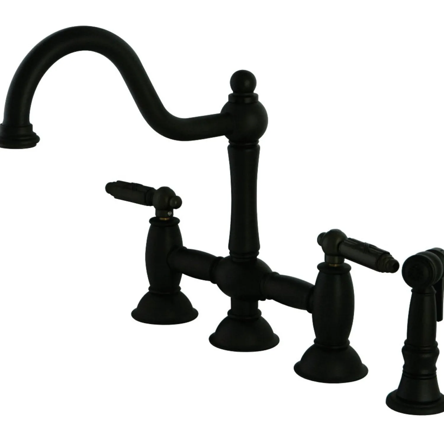 Restoration Deck Mount Kitchen Bridge Faucet with Brass Sprayer Faucets With Side Spray|Bridge Faucets
