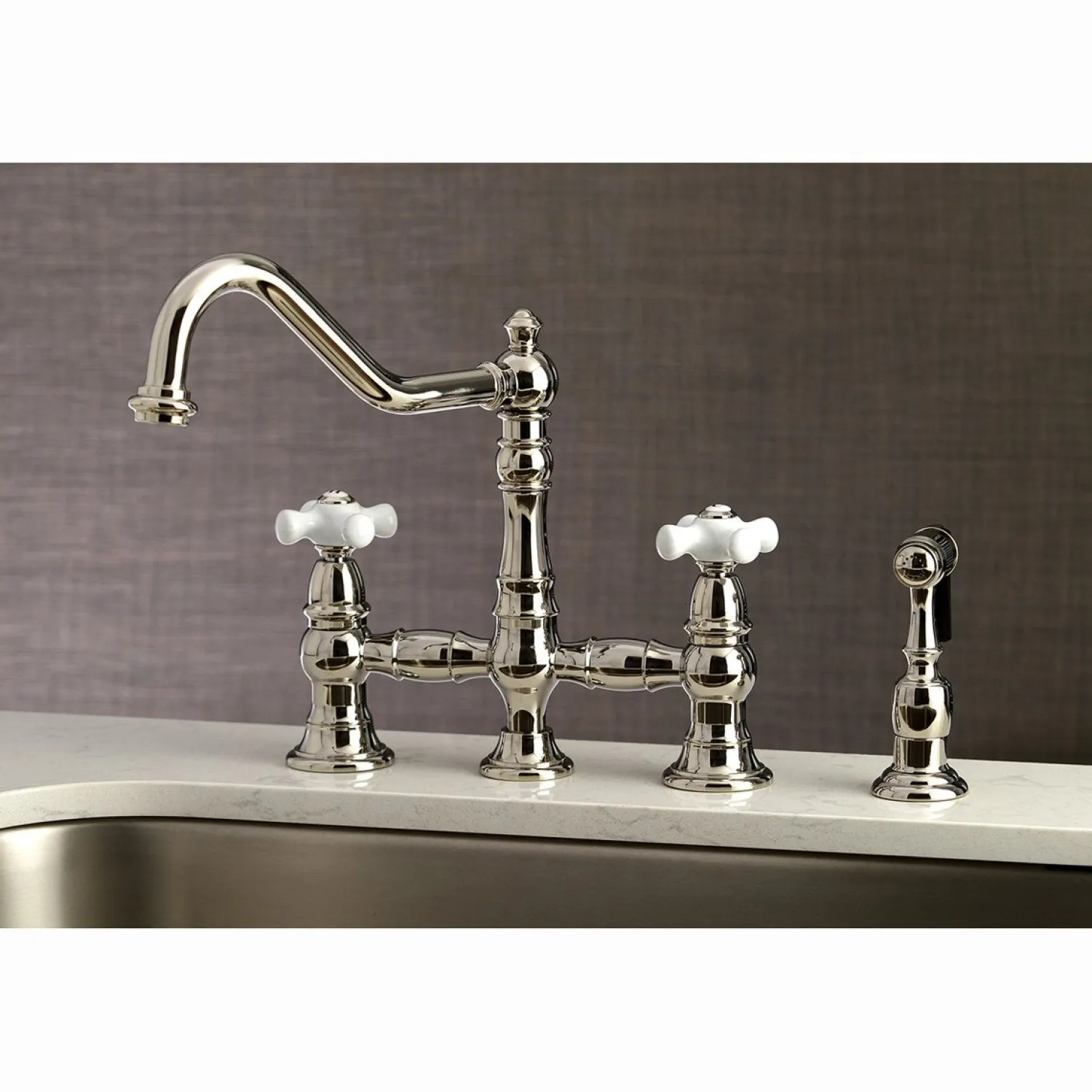 Sale Restoration Deck Mount 8" Bridge Kitchen Faucet with Sprayer Faucets With Side Spray|Bridge Faucets