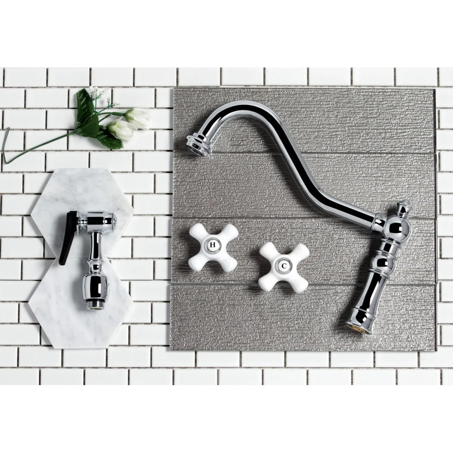 Sale Restoration Deck Mount 8" Bridge Kitchen Faucet with Sprayer Faucets With Side Spray|Bridge Faucets