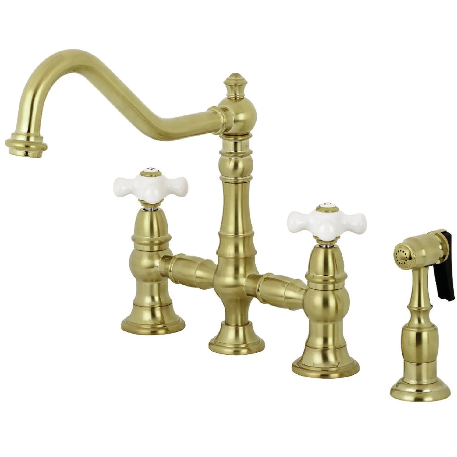Sale Restoration Deck Mount 8" Bridge Kitchen Faucet with Sprayer Faucets With Side Spray|Bridge Faucets