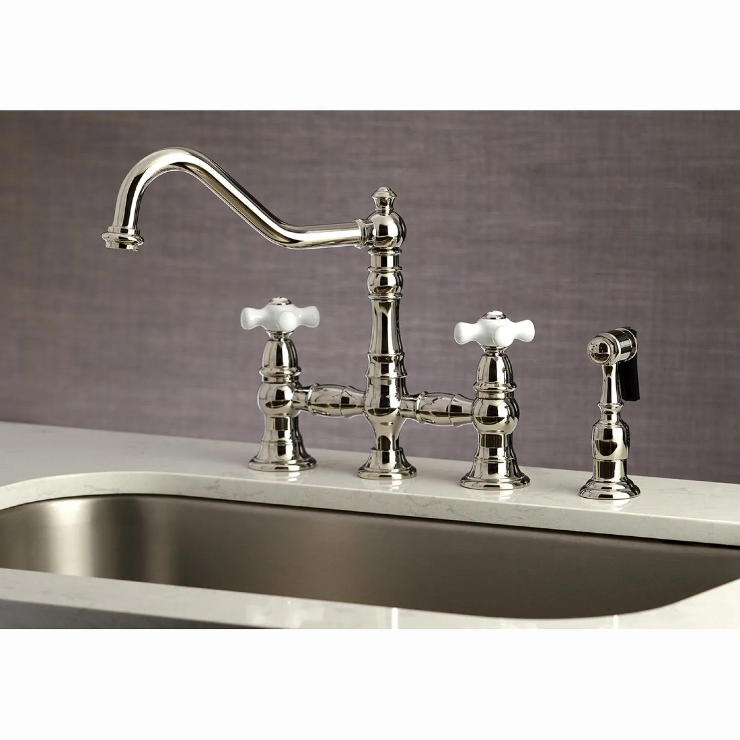 Sale Restoration Deck Mount 8" Bridge Kitchen Faucet with Sprayer Faucets With Side Spray|Bridge Faucets