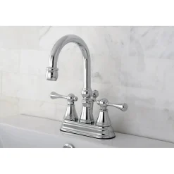 Discount Restoration Deck Mount 4-Inch Centerset Bathroom Faucet with Brass Pop-Up 4" Center Set