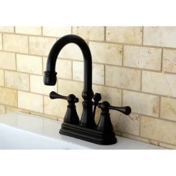 Discount Restoration Deck Mount 4-Inch Centerset Bathroom Faucet with Brass Pop-Up 4