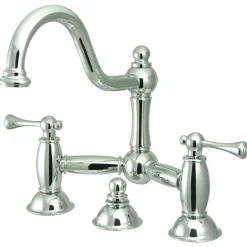Restoration Deck Mount Bathroom Bridge Faucet 8" Widespread