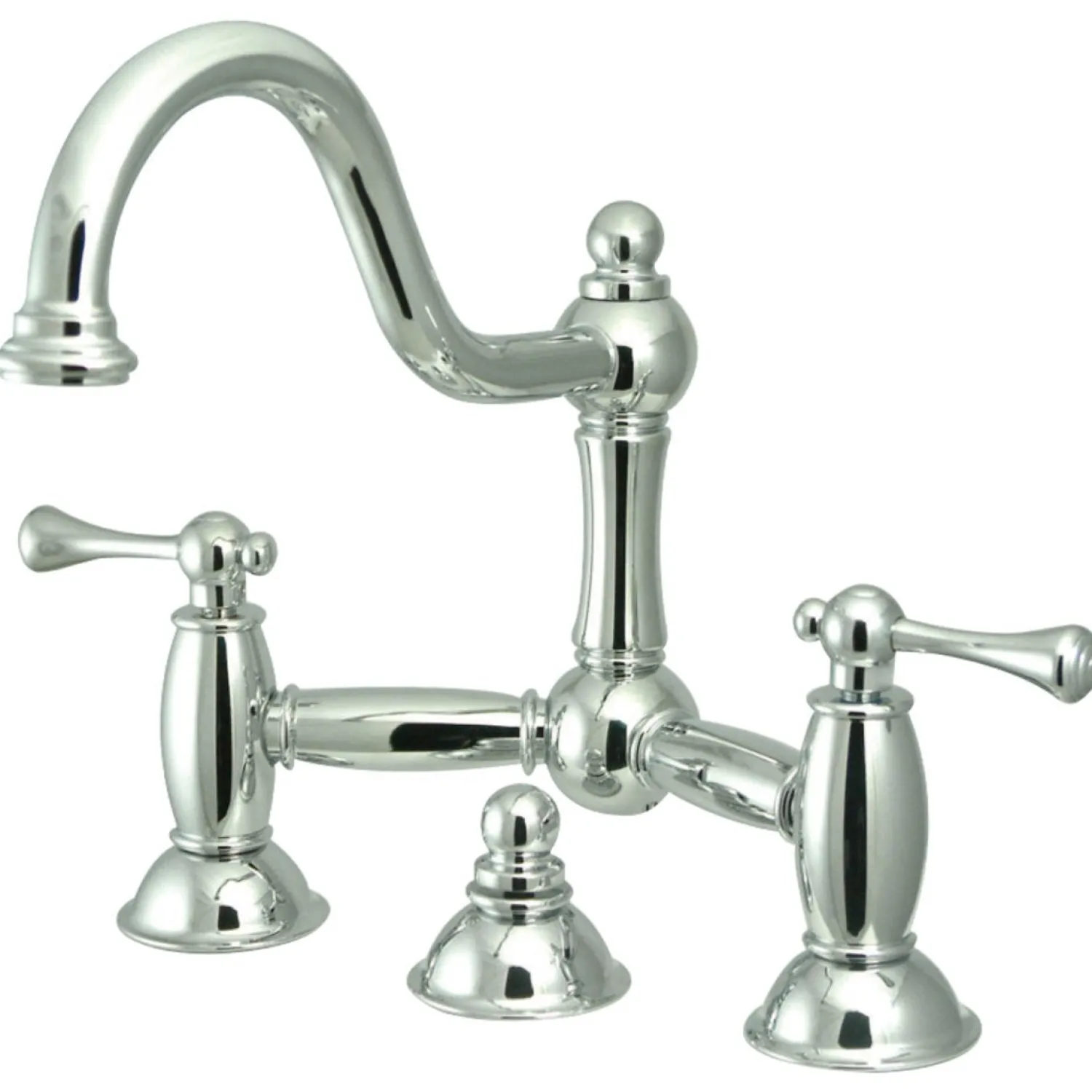 Restoration Deck Mount Bathroom Bridge Faucet 8" Widespread