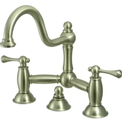 Restoration Deck Mount Bathroom Bridge Faucet 8