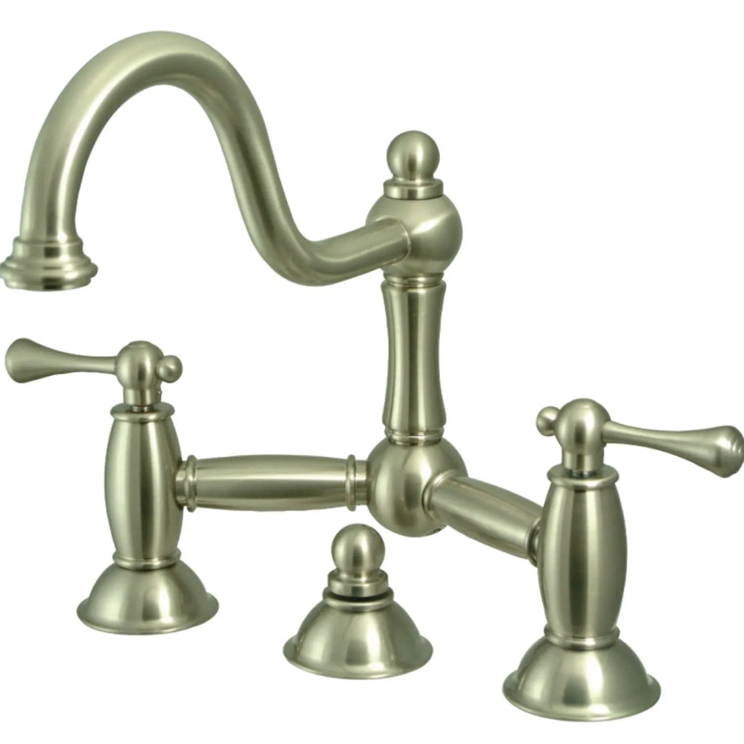 Restoration Deck Mount Bathroom Bridge Faucet 8" Widespread
