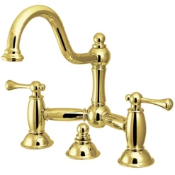 Restoration Deck Mount Bathroom Bridge Faucet 8