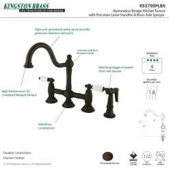 Best Restoration 2-Handle Kitchen Bridge Faucet with Brass Sprayer Bridge Faucets