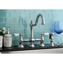 Best Restoration 2-Handle Kitchen Bridge Faucet with Brass Sprayer Bridge Faucets