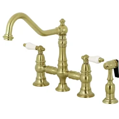 Discount Restoration 8-Inch Bridge Kitchen Faucet with Sprayer Faucets With Side Spray|Bridge Faucets